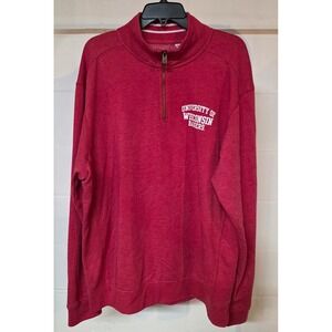 University of Wisconsin Badgers Men XL 1/4 Zip‎ Pullover Heather Red Sweatshirt